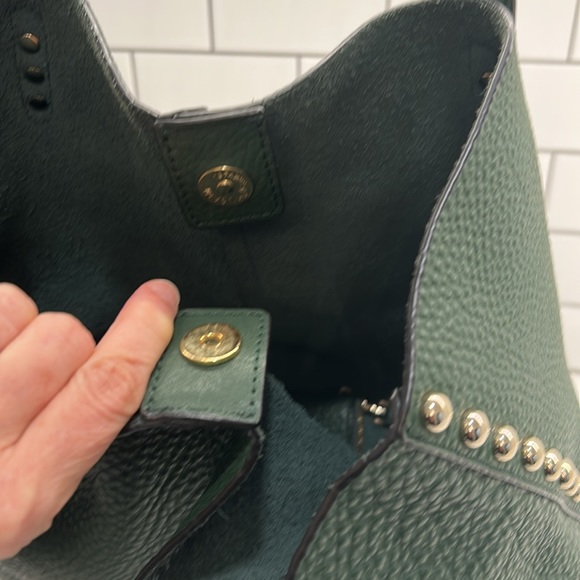 Rebecca Minkoff Dark Green Unlined Leather Tote Bag. - Picture 8 of 10